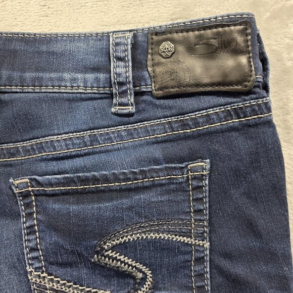 Silver Jeans Suki Capri Womens 32 Denim Super Stretch Embroidered Pockets Jeans - Picture 4 of 12